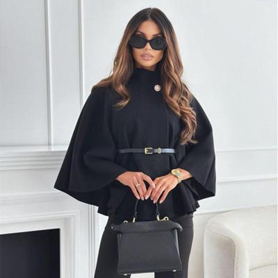 Eleganter Wollumhang Cape Damen Stehkragen Fledermausärmel Slim Damen Kurze Jacke 2025 Herbst Winter Damen Streetwear