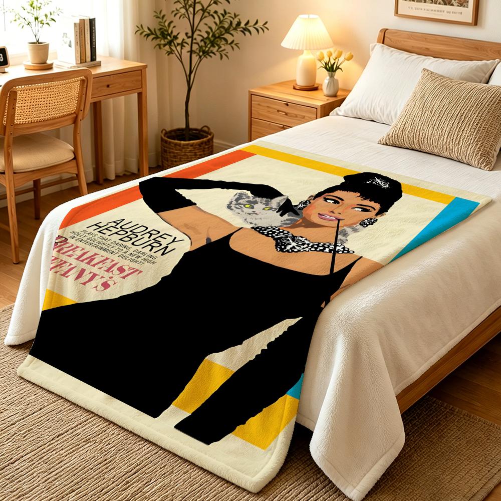 Celebrity A-Audrey Hepburn Coperte Morbide Calde Coperta in Flanella Biancheria da Letto per Letto Soggiorno Casa Divano