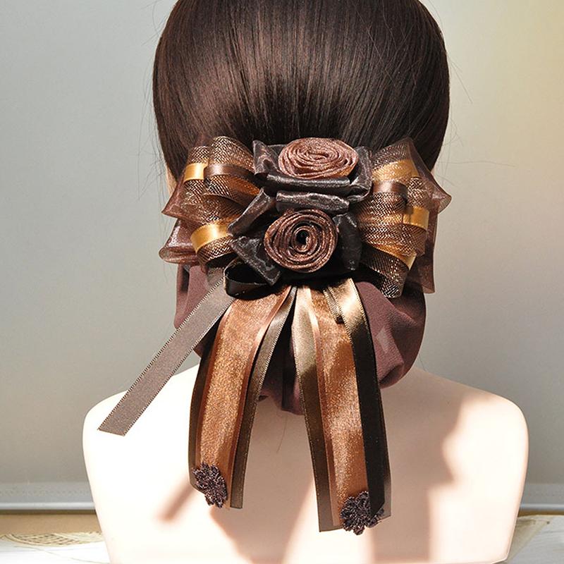 

Handmade Hair Bow Hair Net Bowknot Hairnet Women Girl Lace Work Hairnet Headwear For Nurse Bank Catering