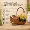 Fish Shaped Metal Planter, Rustic Anglerfish Flower Pot, Decorative Rusty Fish Plant Pot for Succulents Cacti Small Plants