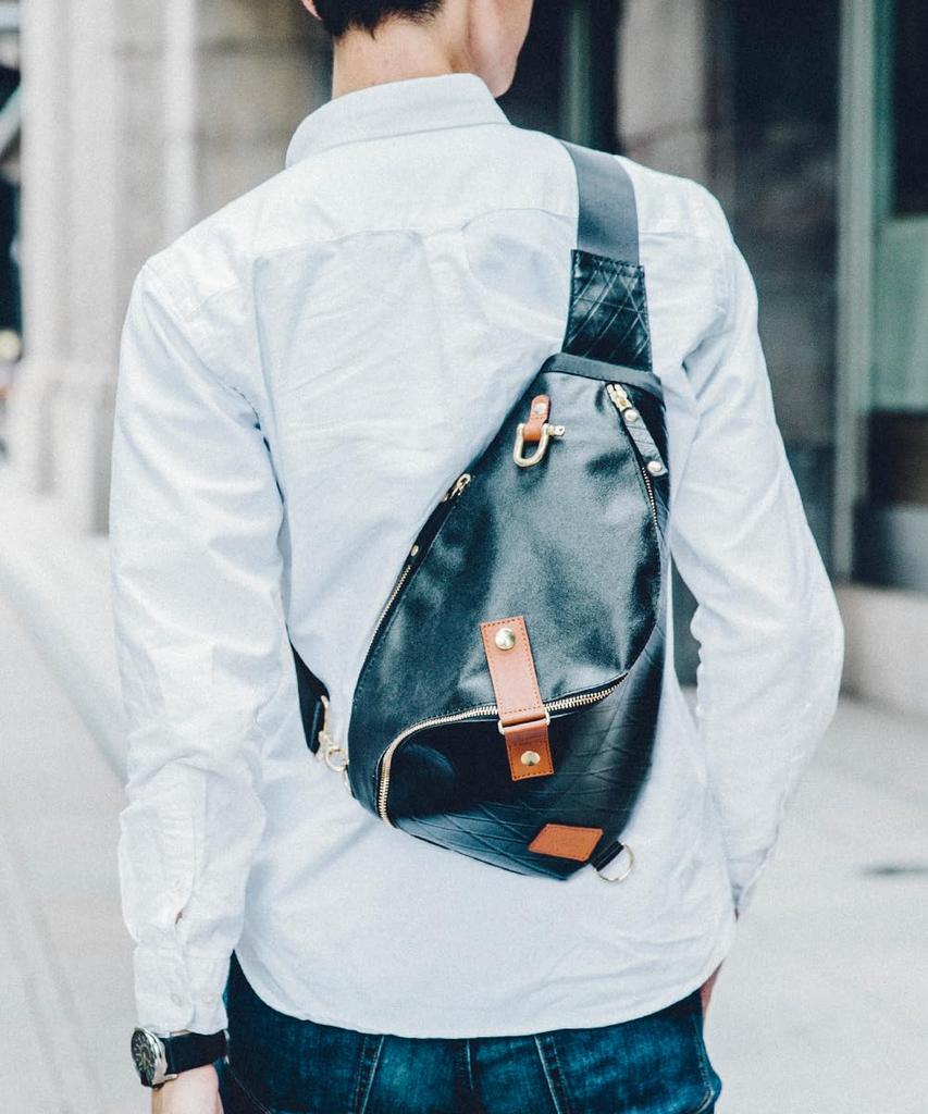 Morino Canvas x Waterproof Spiral Body Bag for Forces Canvas [SEAL] One-Shoulder Men, Outdoor, Self-Defense Style, MS-0250BK