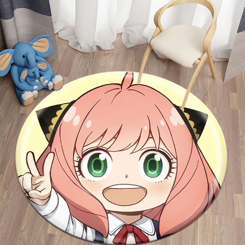 S- SPY×FAMILY Japanese Anime Cute Anya Forger Print Round Carpet.Bedroom,Balcony,Entry Door,Chair Non-slip Mat.Gift,Picnic,Rug