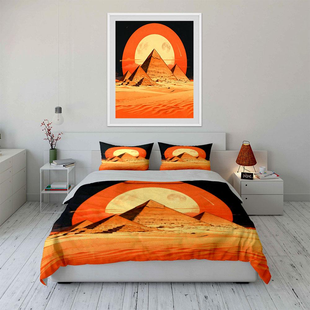 Pyramid Sunset Desert Art Decor Soft Comfortable Duvet Cover Bedding Set Included 1*Duvet Cover & 2*Pillowcases, Gift