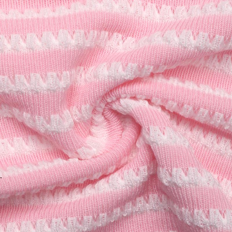 Sweet & Spicy Pink Striped Sleeveless Slim-fit Bandeau Top for Spring/Summer