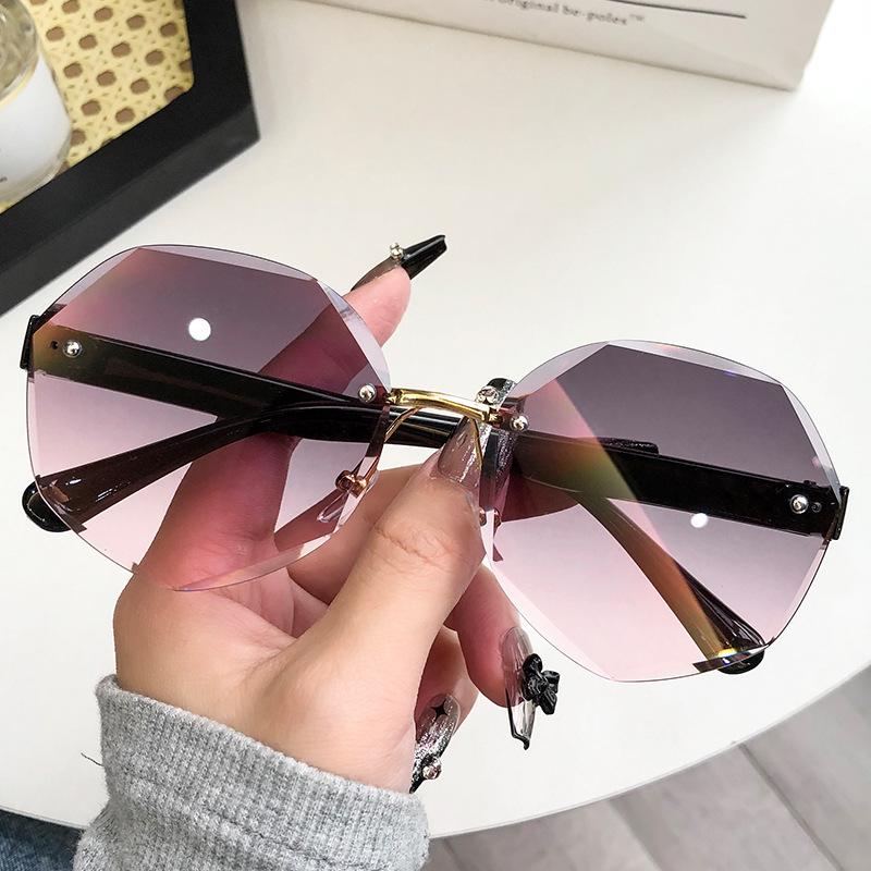 Fashion Frameless Trimmed Sunglasses Women'S Trend Versatile Irregular Frame Sunglasses Street Photo Uv Protection Glasses