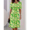 Summer Women Dress Casual Loose Short Sleeve O-Neck Print Mini Dress