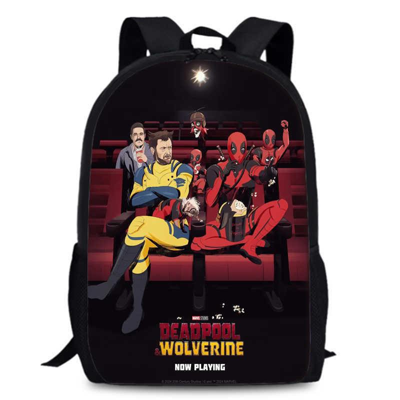 Deadpool Wolverine Backpack 15 Inch Anime Cartoon Lightweight Schoolbag