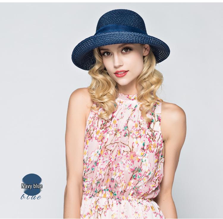 Korean Bowknot Sun Protection Straw Hat – Foldable Summer Beach Bucket Hat for Women