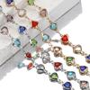 1meter Love Heart Crystal Bead Chains Glass Beads Copper Chain for Necklace Bracelet DIY Jewelry Making Component Supplies