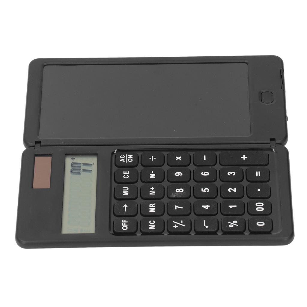 Office Desk Calcultor Solar Powered Multifunctional Pocket Desktop Calculator with Writing Tablet Black