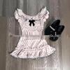 Sweet Girl Pink Polka Dot Ruffle Bow Slimming Date T-Shirt - Women's Short Sleeve Top