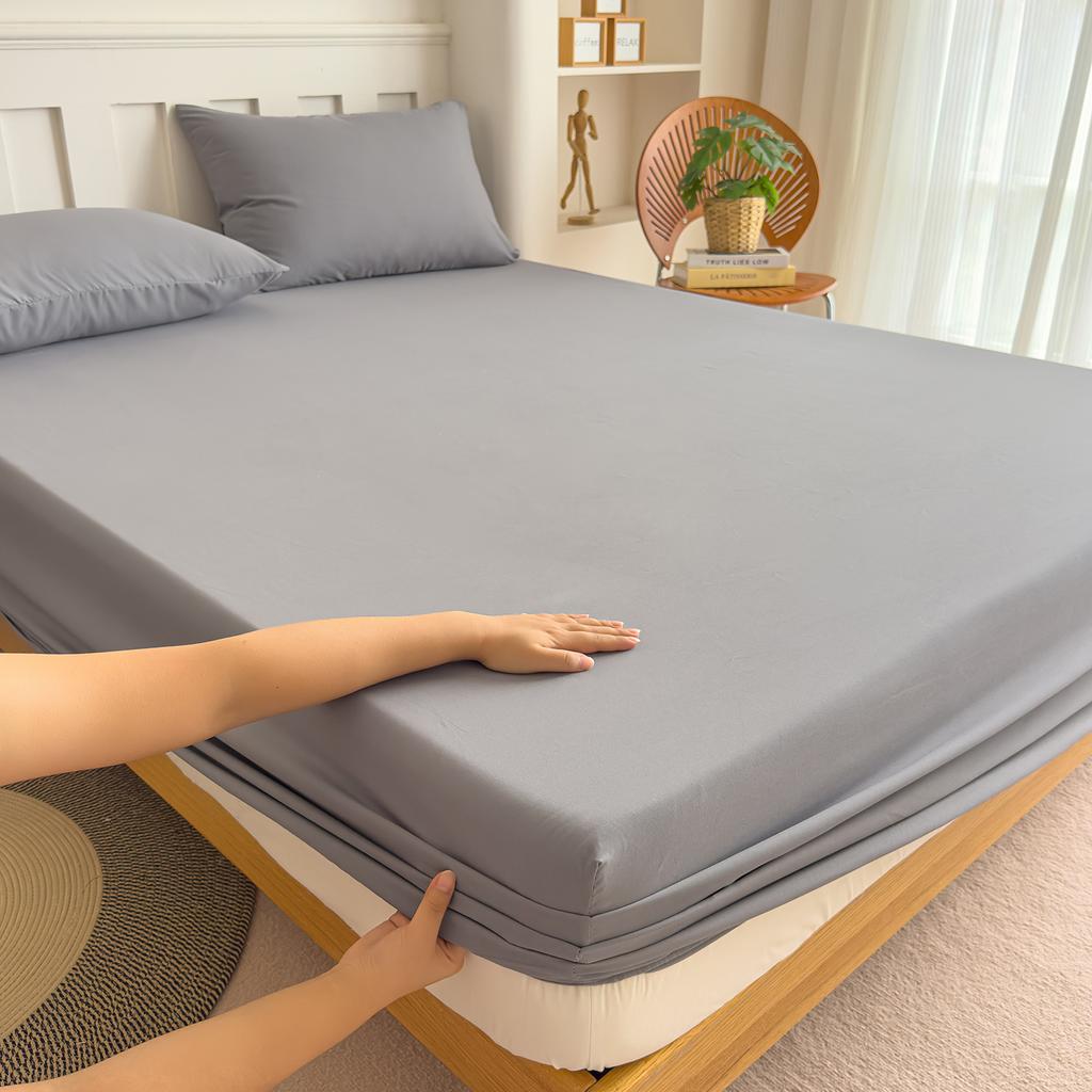 100% Cotton Bed Sheet Double Bed Sheets With Elastic Band Solid Color Fitted Bed Sheet For Home Queen Size Sheets 150/180X200 Cm