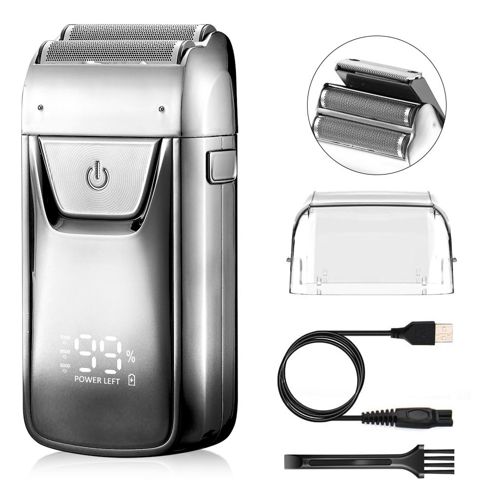 SOLIMPIA 3-скоростные электробритвы для мужчин Бритвы для бритья для лысых мужчин с двойной сеткой Парикмахерские принадлежности Электробритвы Триммер для бороды HT918S серебряный