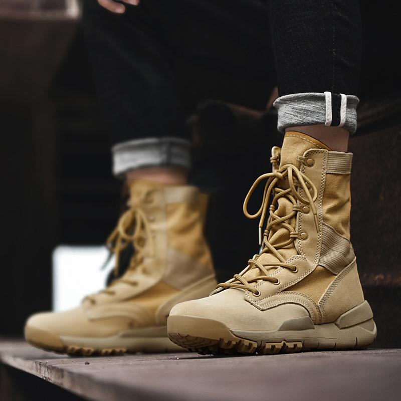 Men's Autumn and Winter New High-Top Shoes Outdoor Leather Desert Boots Lovers Wild Boots Fashionable Casual Shoes