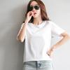 Summer new solid color cotton t-shirt slim white t-shirt women's thin short sleeves, white, collar T