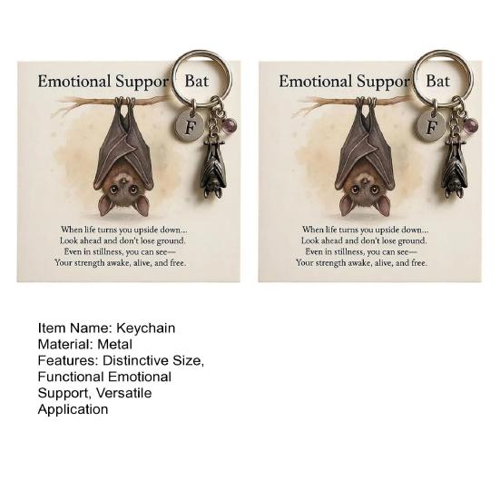 1/2 Pezzi Portachiavi Ispirazionale Pipistrello Portachiavi Pipistrello Supporto Emotivo con Biglietto Poesia Ispirazionale Ciondolo Pipistrello in Metallo