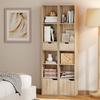 Bookcase Storage Unit, Drawer, Cupboard, Open Compartments, 30 x 24 x 158 cm, Natural