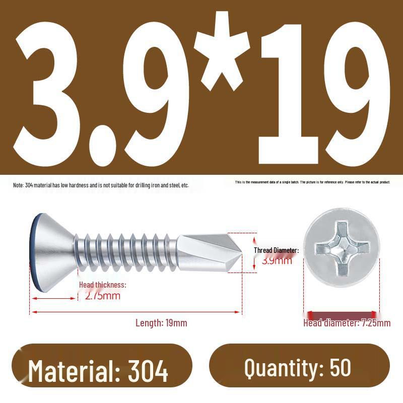 Phillips Flat Head Blue Zinc Plated Stainless Steel Self-Drilling & Self-Tapping Screws M3.9-M5.5