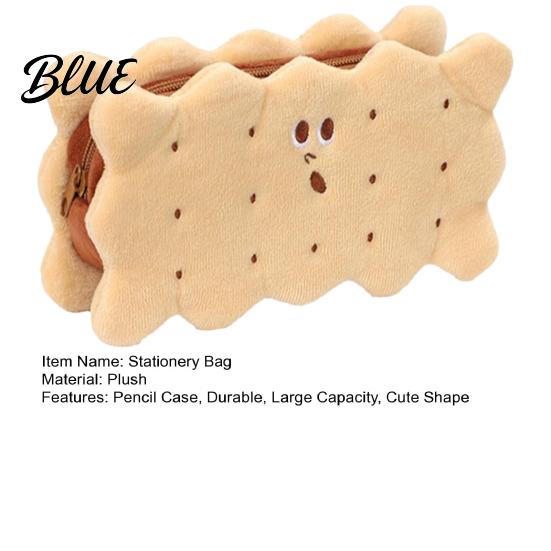 Compact Plush Organizer Stuffed Biscuit Cookie Stationery Shape for School Bag Soft Pencil Tactile Container Case Large Capacity Cosmetic