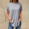 Moda dame ocazional umăr pozitiv decolteu rotund culoare solidă cu mânecă scurtă pulover Top