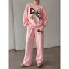 Women's Christmas Print Crewneck Sweatshirt & Wide-Leg Pants 2-Piece Set Crewneck Sweatshirt & Wide-Leg Pants 2-Piece Outfit.