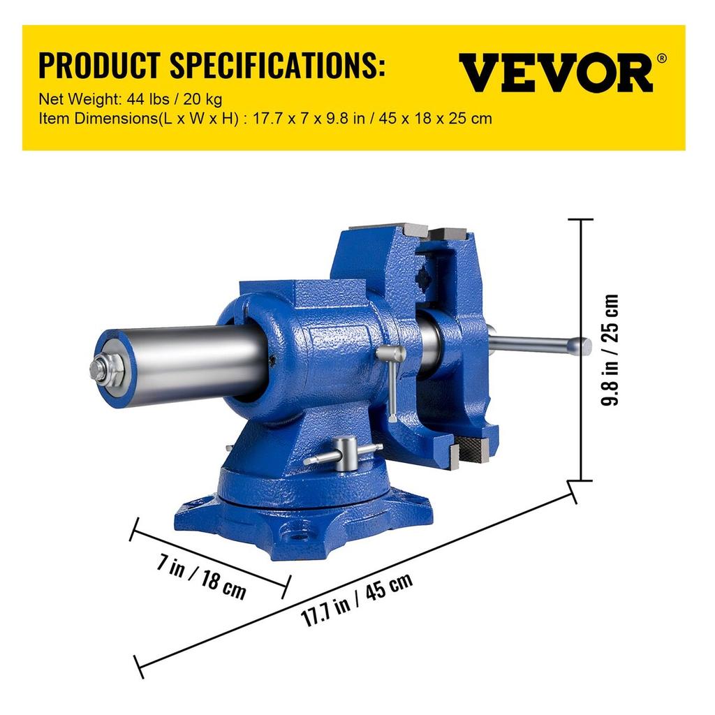 Multipurpose Vise 6-Inch Bench Vise 360-Degree Rotation Clamp On Vise with Swivel Base and Head Heavy Duty Multi-Jaw Vise for Clamping Fixing