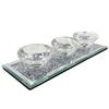 Decorative Candle Holder Luxury for Living Room Home Decor Crystal Glass Mirror Base Silver Beads Wedding Table Ornament