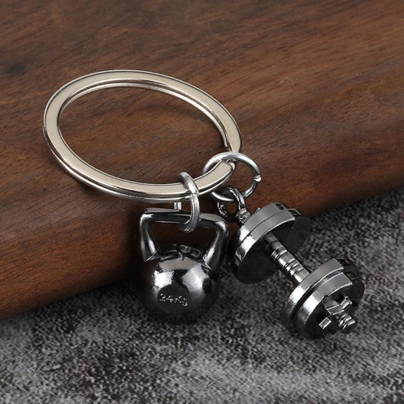 Trendy Workout Inspired Keychain Zinc Alloy Dumbbell Charm For Active Individuals Unique Fitness Gift Choice