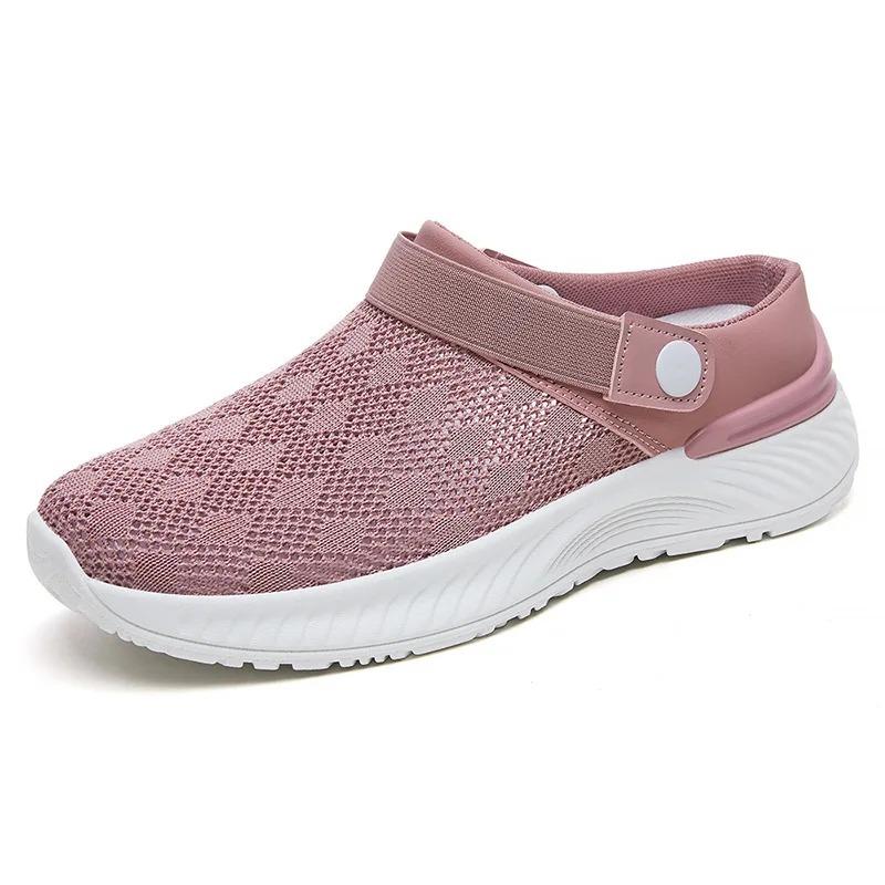 2025 Summer New Women's Shoes Fashion Casual Breathable Mesh Slippers Shoes A Slip-on Half Support Shoes Women's Shoes