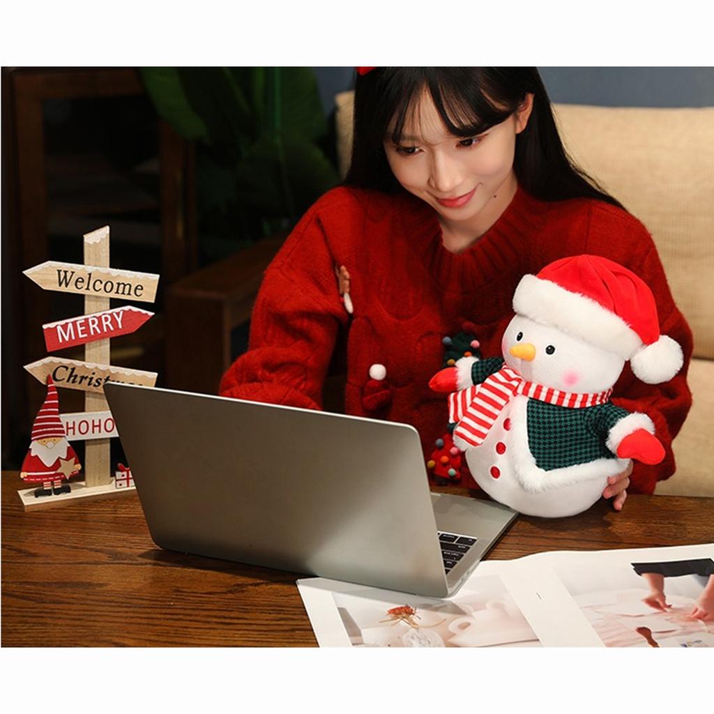 Christmas Snowman Plush Toy Soft Stuffed Doll Decorative Holiday Home Decor Festive Gift