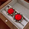 Elegant Knot Diamond Embedded Enamel Flower Earrings Vintage Court Style Women's Fashion Jewelry Personality Trend