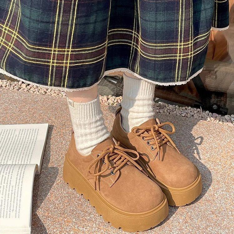 Muffin bottom thick-soled lace-up matte new retro small man looks thin and increases height Birkenstock single shoes