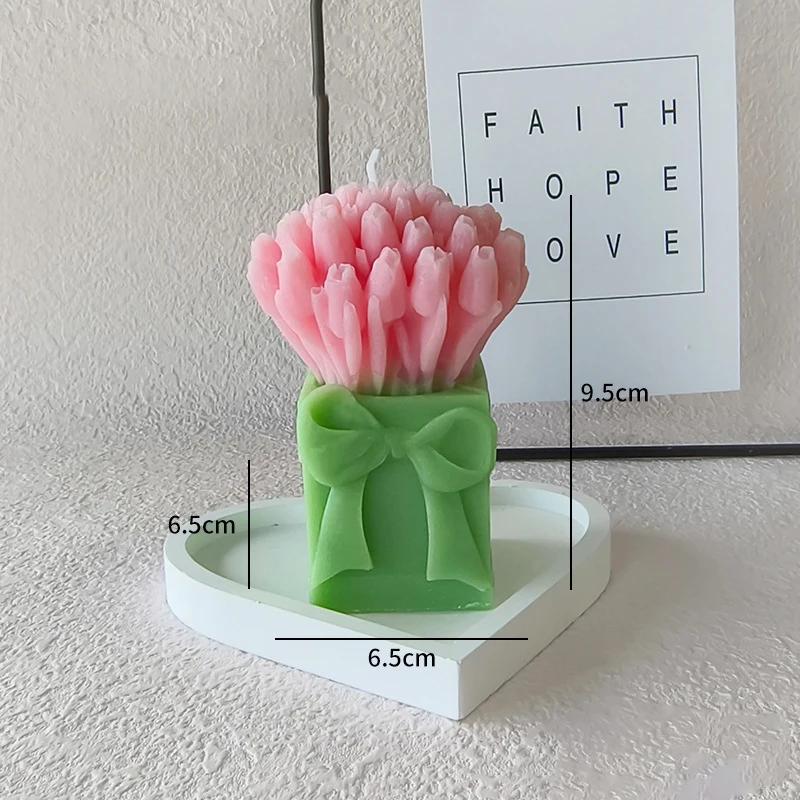 Korean Bud Scented Hand Bouquet Flower Aromatherapy Candles Tulip Flower Bouquet Candles Handmade Wedding Companion Gift
