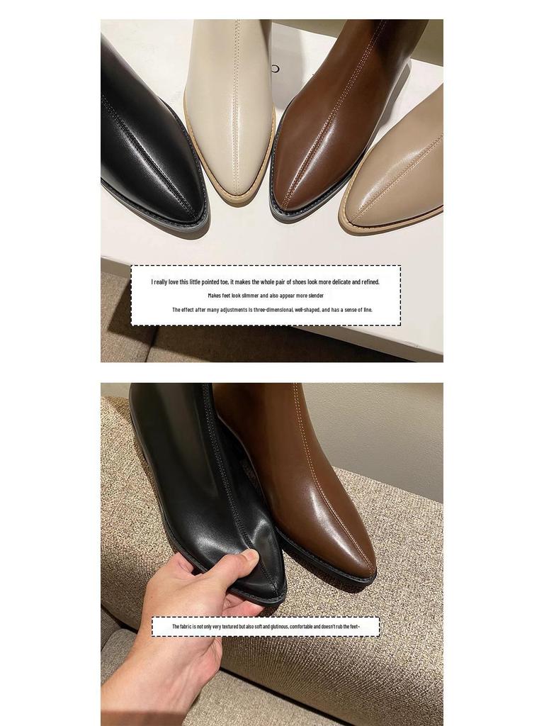 V-Mouth Pointed Toe Black Western Cowboy High Tube Knight Boots 2025