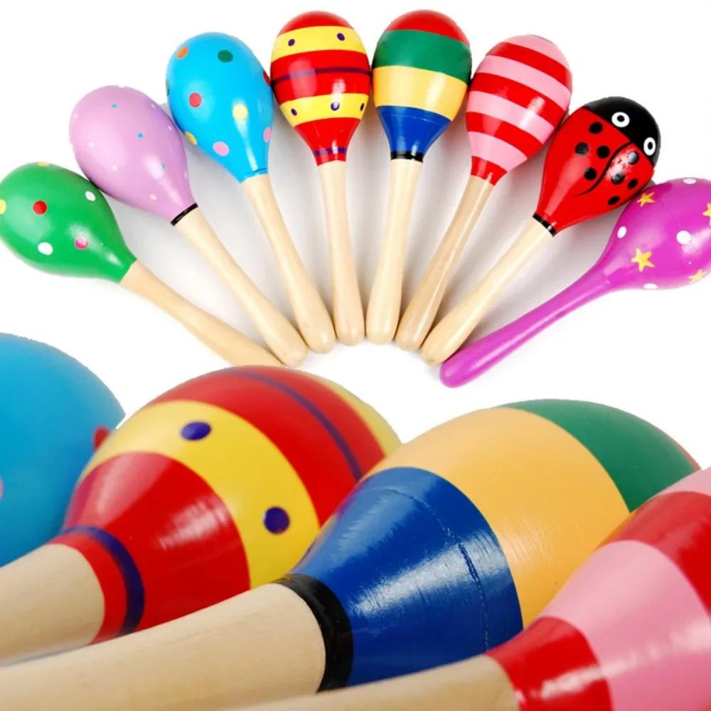 Large Montessori Baby Toy Wooden Colorful Musical Instrument Rattle Shaker Sand Hammer Bell Kids Children Early Learning Toys