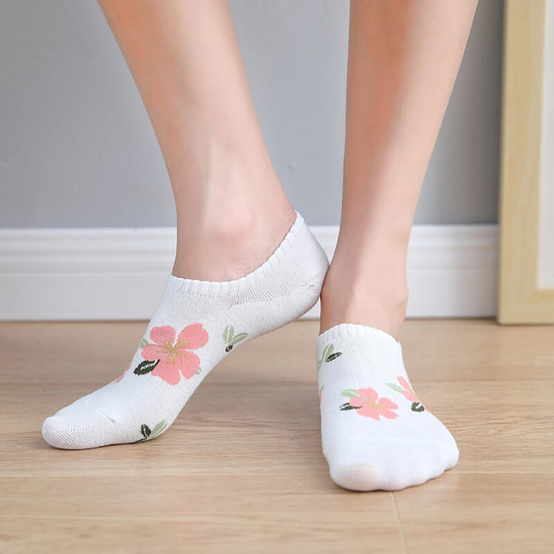 10 Pairs of Women's Hibiscus Flower Fake Socks