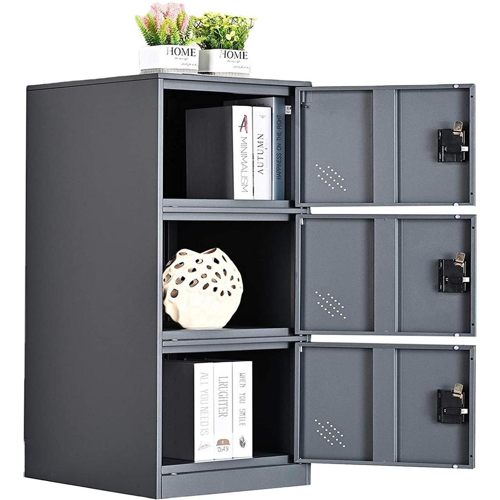 MECOLOR Vertical Single Tier Small Locker with Lock Latch 2 or 3 Compartment Storage for Employee,Home,Office,School,Kids