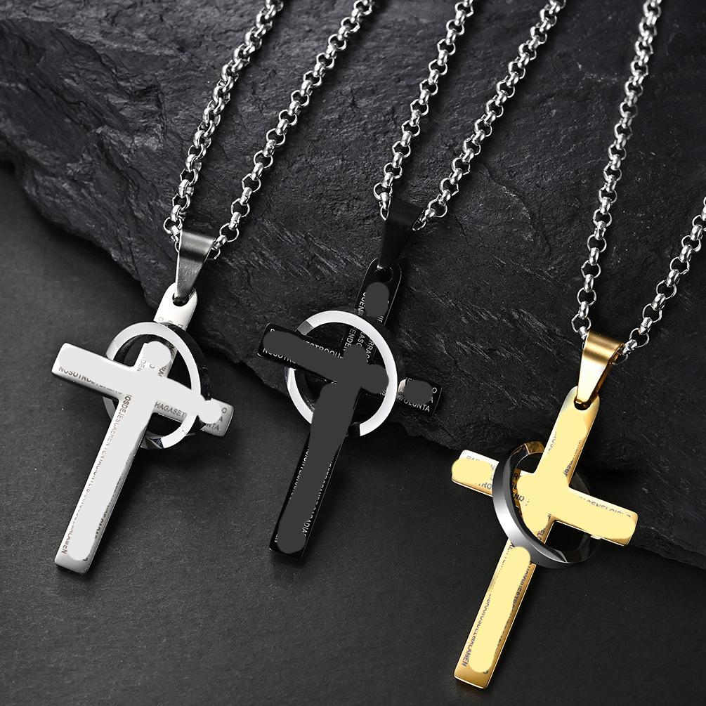 European and American Hip Hop Trendsetter Stainless Steel Cross Necklace Personalized Street Fashion Brand Titanium Steel