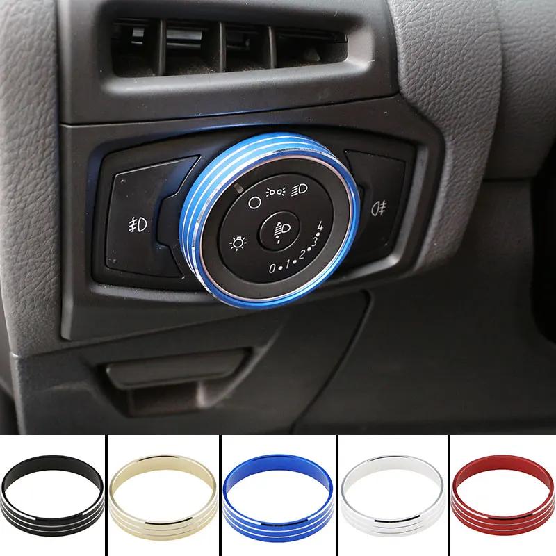 Stainless Steel Car Headlight Switch Knob Circle Cover Sticker for Ford New Ecosport 2017 - 2025 Accessories синий