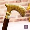 Golden Handle Brass Wooden Victorian Foldable Cane Collectible Men's Gift