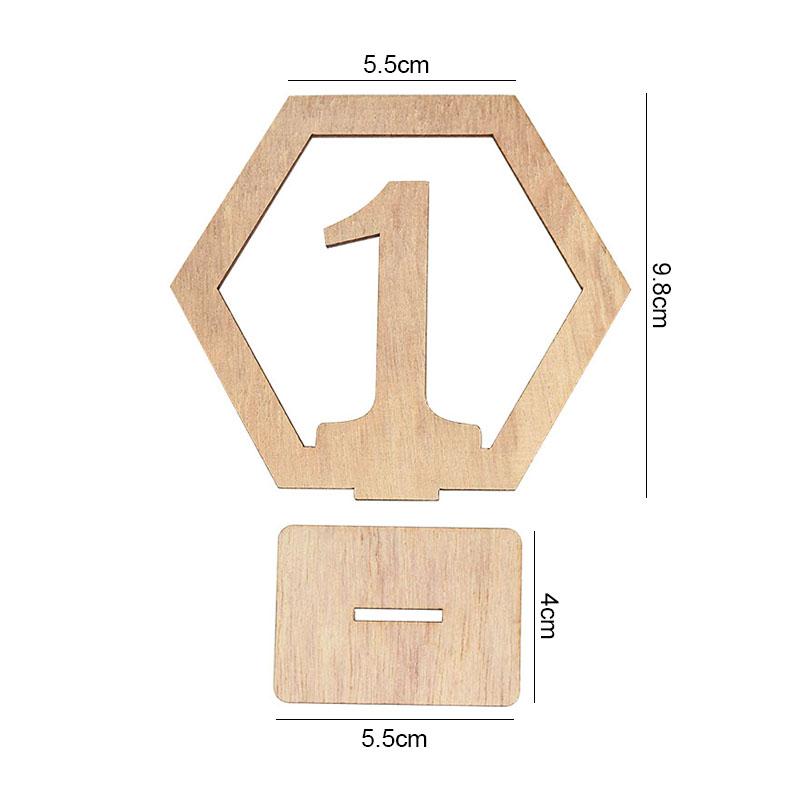10pcs Wooden Table Number Sign Hexagon Place Card Rustic Wedding Desktop Decor Engagement Seat Number Signs Event Party Supplies