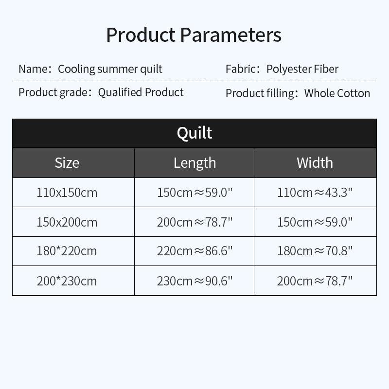 New Japanese Polyester Cotton Quilted Summer Quilt Skin-Friendly Washable Light Luxury Style Solid Color Lightweight