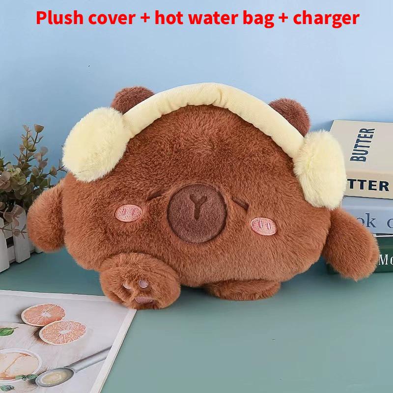 Rechargeable Electric Hot Water Bag With Cute Plush Cover For Cold Weather Comfort
