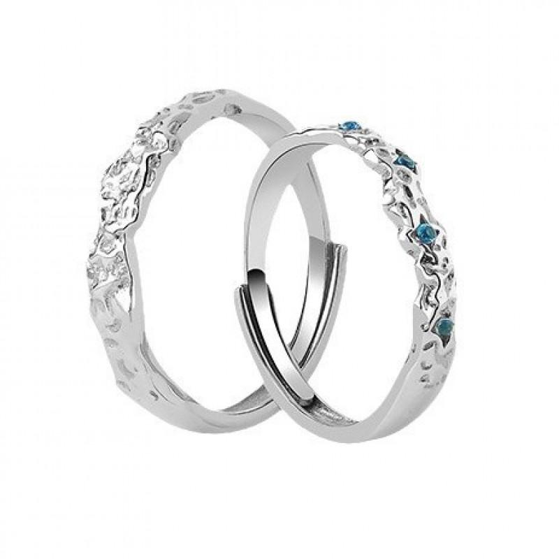 Adjustable Open Ring Set Couples Lightweight / Sterling Geometric Minimalist Design Elegant Daily Wear