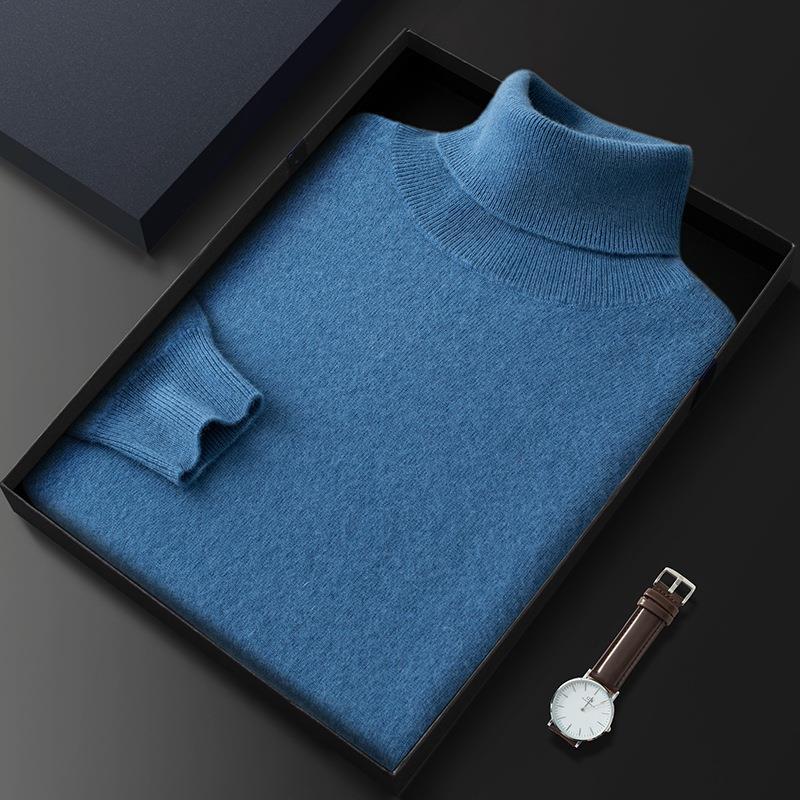 2025 Classic Solid Color Men's High Neck Loose Cashmere Sweater Pullover Knitwear