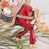 Keychain Sparkling Rhinestones Inlaid Galloping Horse Design Keychain Pendant Enamel Oil Drip Process Smooth Edges Spring Buckle Key Holder Backpacks