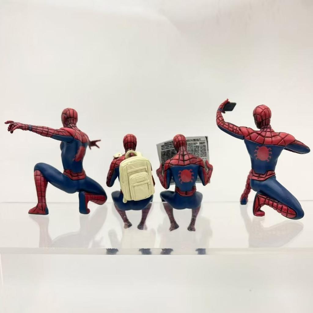 Spider-Man Mini Figurine Set of 4, Desktop Hanging Superhero Dolls, Office Car Decor, Cute Collectible Toys