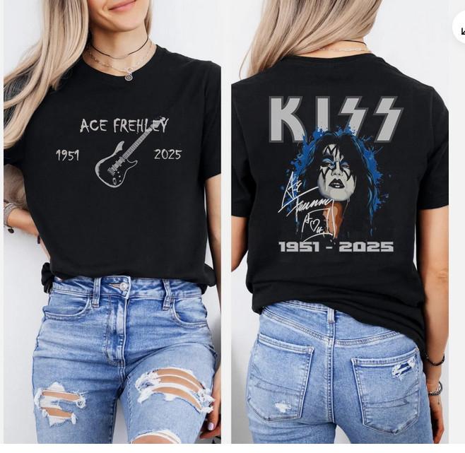 

KISS Ace Frehley Memorial 1951-2025 TShirt, Legendary Rock Guitarist Tribute Tee XL