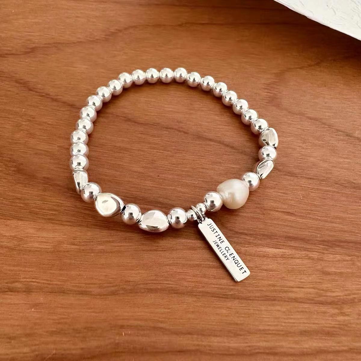 

Silver Pearl Sophisticated Geometric Bracelet Exquisite Handcrafted Gift Womens