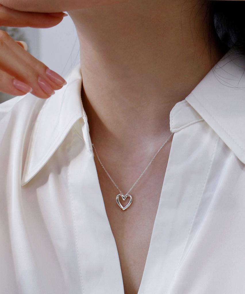 47Bag 925 Silver Open Heart Necklace Rosa